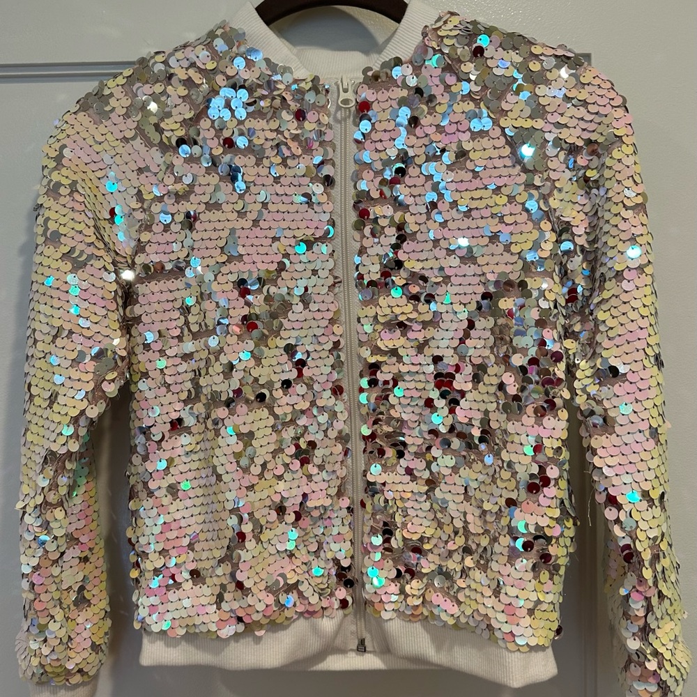 Girls Sequin Bomber style Zip jacket